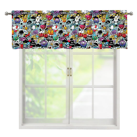 Graffiti Cartoon Characters Print Window Valance
