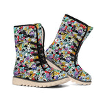Graffiti Cartoon Characters Print Winter Boots
