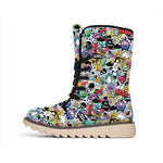 Graffiti Cartoon Characters Print Winter Boots