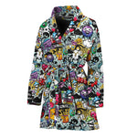 Graffiti Cartoon Characters Print Women's Bathrobe