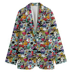 Graffiti Cartoon Characters Print Women's Blazer