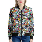 Graffiti Cartoon Characters Print Women's Bomber Jacket