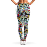 Graffiti Cartoon Characters Print Women's Leggings