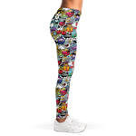 Graffiti Cartoon Characters Print Women's Leggings