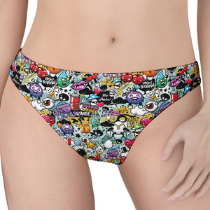 Graffiti Cartoon Characters Print Women's Thong