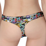 Graffiti Cartoon Characters Print Women's Thong