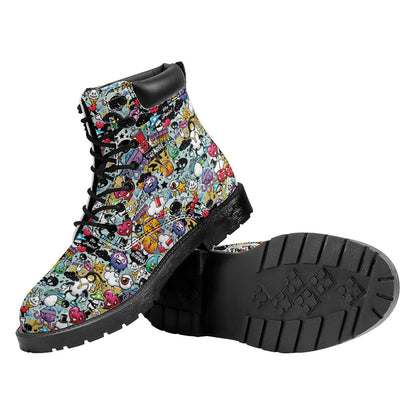 Graffiti Cartoon Characters Print Work Boots