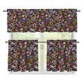 Graffiti Donut Pattern Print 3 Piece Kitchen Curtains