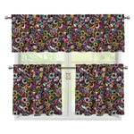Graffiti Donut Pattern Print 3 Piece Kitchen Curtains