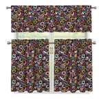 Graffiti Donut Pattern Print 3 Piece Kitchen Curtains