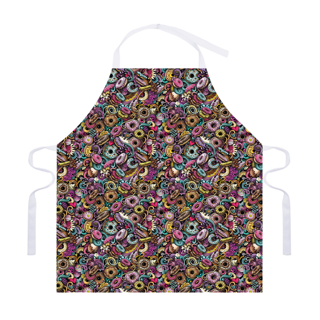 Graffiti Donut Pattern Print Adjustable Apron
