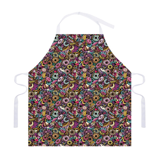 Graffiti Donut Pattern Print Adjustable Apron