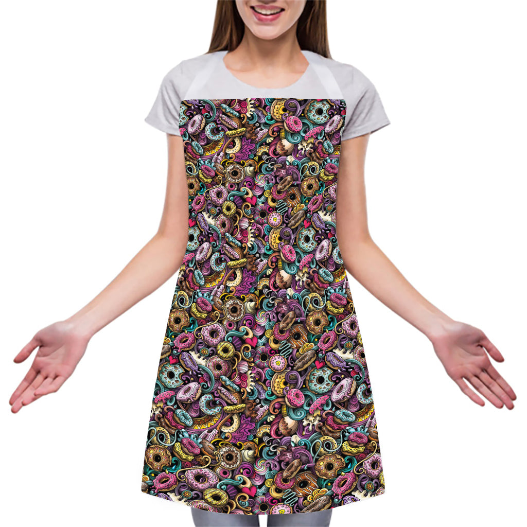 Graffiti Donut Pattern Print Adjustable Apron
