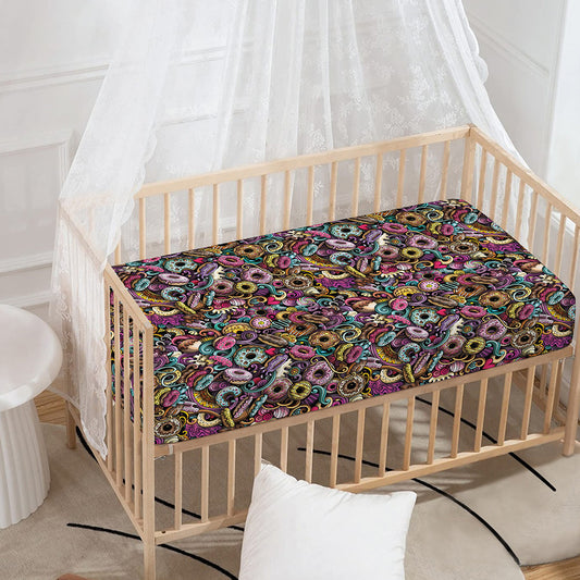 Graffiti Donut Pattern Print Baby Crib Sheet