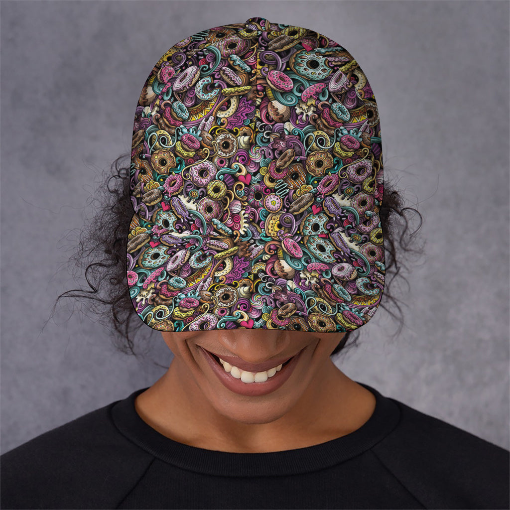 Graffiti Donut Pattern Print Baseball Cap