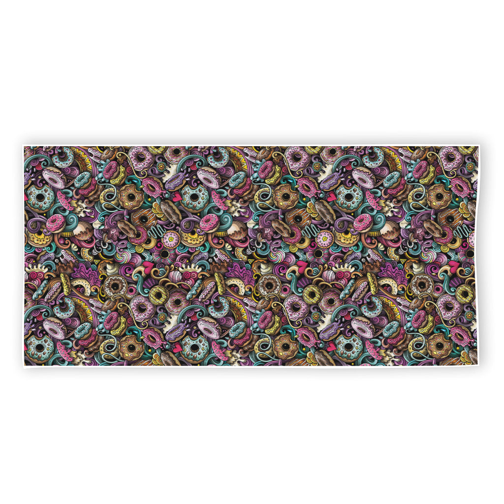 Graffiti Donut Pattern Print Beach Towel