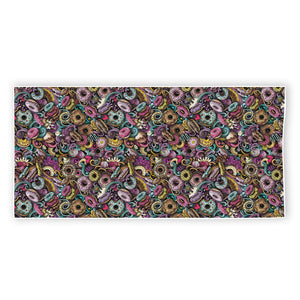 Graffiti Donut Pattern Print Beach Towel