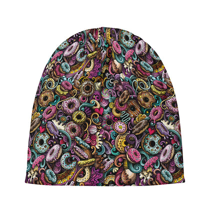 Graffiti Donut Pattern Print Beanie