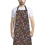 Graffiti Donut Pattern Print Bib Apron With Pocket