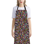 Graffiti Donut Pattern Print Bib Apron With Pocket
