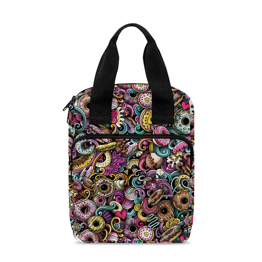 Graffiti Donut Pattern Print Bible Tote Bag
