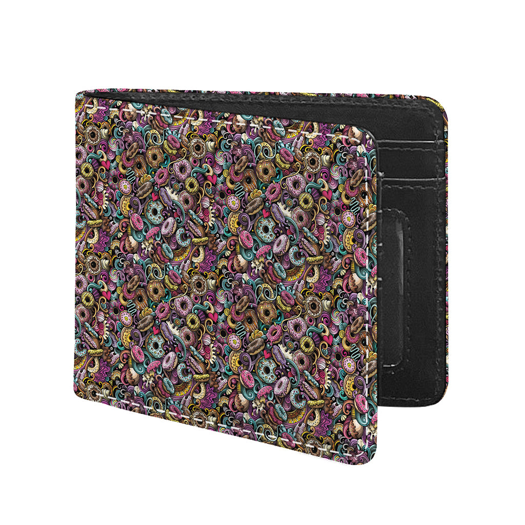 Graffiti Donut Pattern Print Bifold Wallet