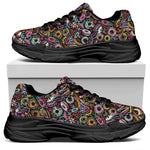 Graffiti Donut Pattern Print Black Chunky Shoes