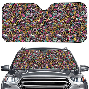 Graffiti Donut Pattern Print Car Windshield Sun Shade