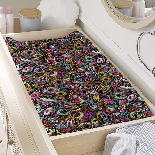 Graffiti Donut Pattern Print Changing Pad Cover