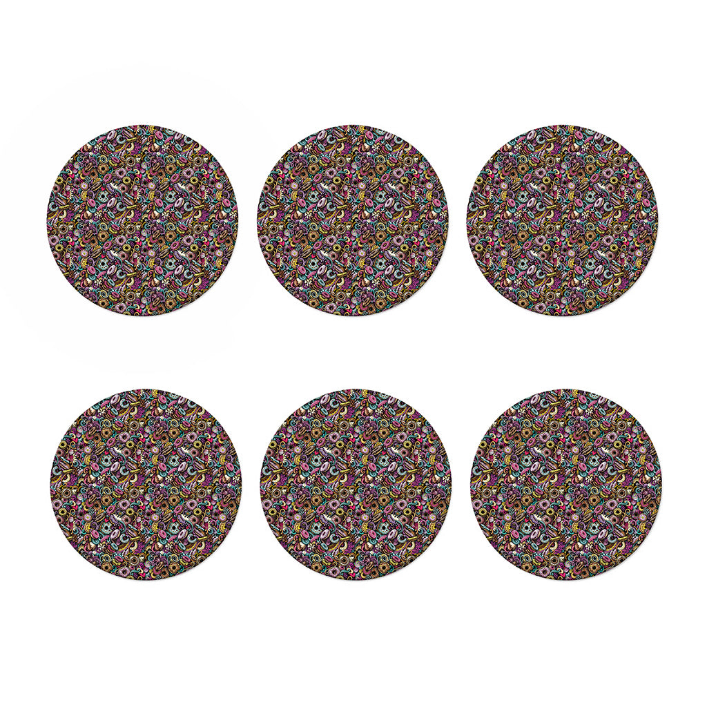 Graffiti Donut Pattern Print Coaster Set