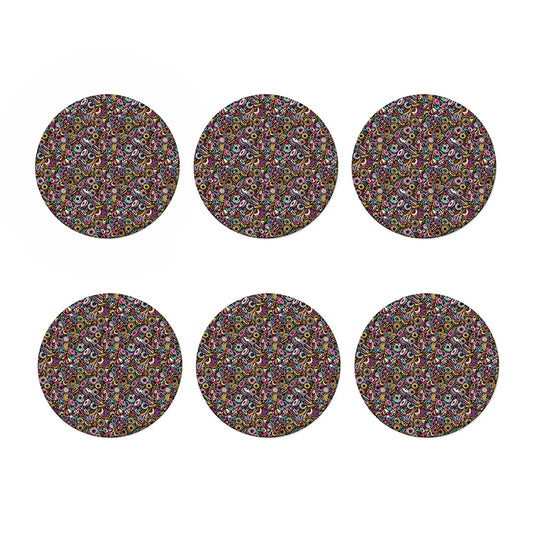 Graffiti Donut Pattern Print Coaster Set