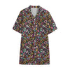 Graffiti Donut Pattern Print Cotton Hawaiian Shirt