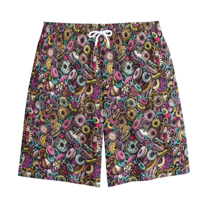 Graffiti Donut Pattern Print Cotton Shorts