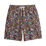 Graffiti Donut Pattern Print Cotton Shorts