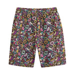 Graffiti Donut Pattern Print Cotton Shorts