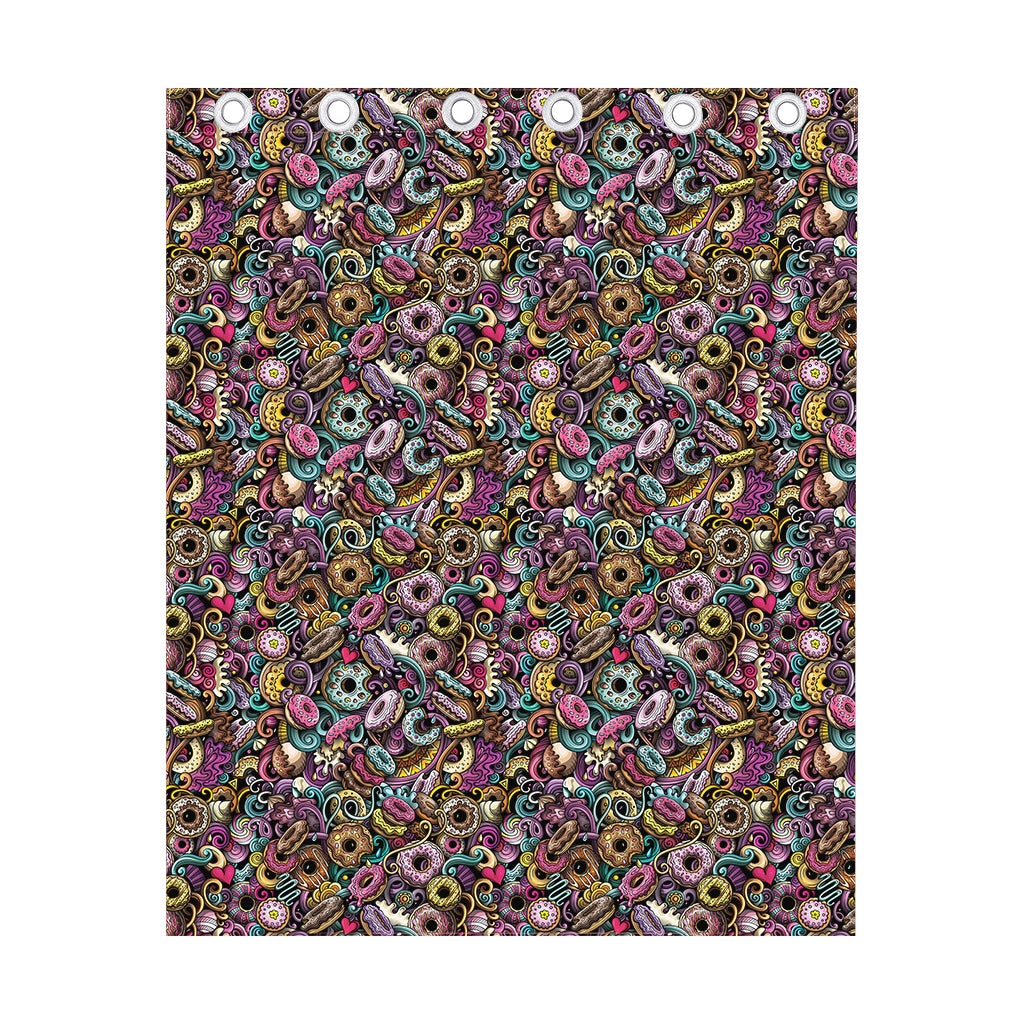 Graffiti Donut Pattern Print Curtain