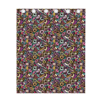 Graffiti Donut Pattern Print Curtain