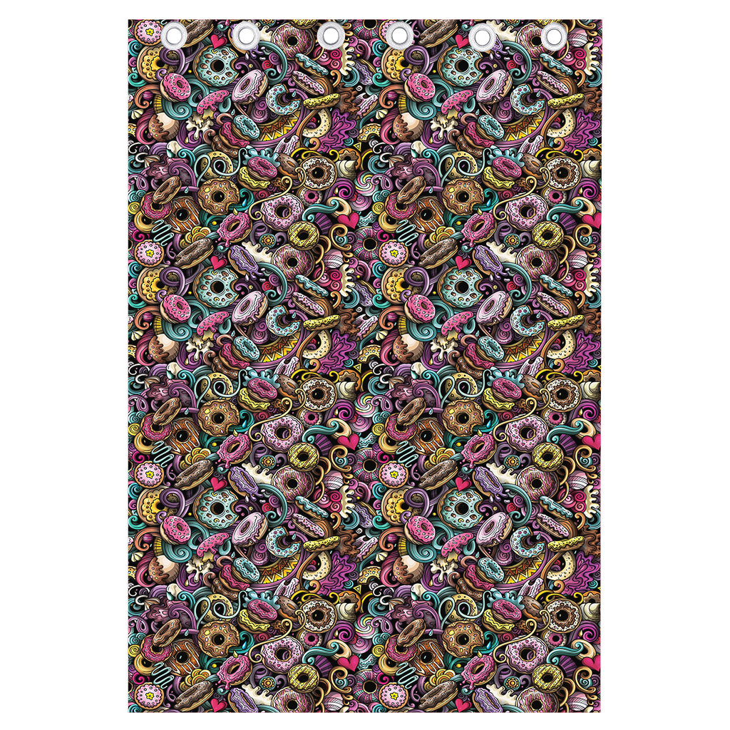 Graffiti Donut Pattern Print Curtain