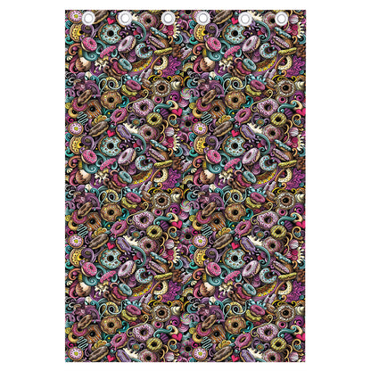 Graffiti Donut Pattern Print Curtain
