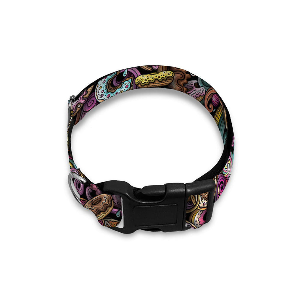Graffiti Donut Pattern Print Dog Collar