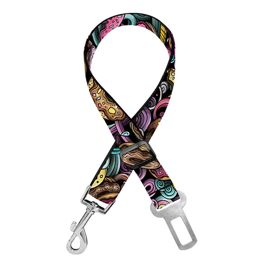 Graffiti Donut Pattern Print Dog Seat Belt