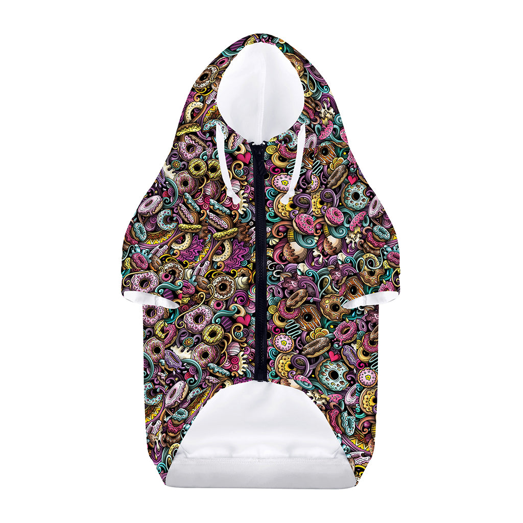 Graffiti Donut Pattern Print Dog Zip Up Hoodie