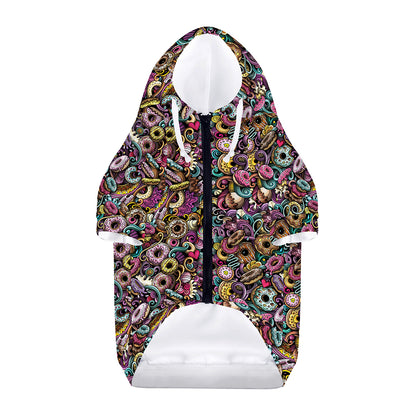 Graffiti Donut Pattern Print Dog Zip Up Hoodie