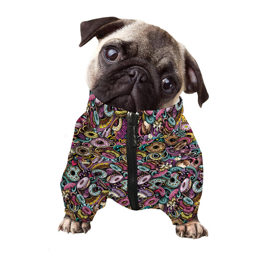 Graffiti Donut Pattern Print Dog Zip Up Jacket