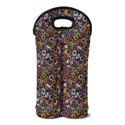 Graffiti Donut Pattern Print Double Neoprene Wine Tote