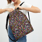 Graffiti Donut Pattern Print Drawstring Backpack