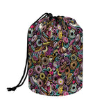 Graffiti Donut Pattern Print Drawstring Makeup Bag