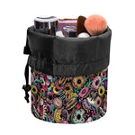 Graffiti Donut Pattern Print Drawstring Makeup Bag