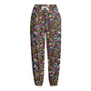 Graffiti Donut Pattern Print Fleece Lined Knit Pants