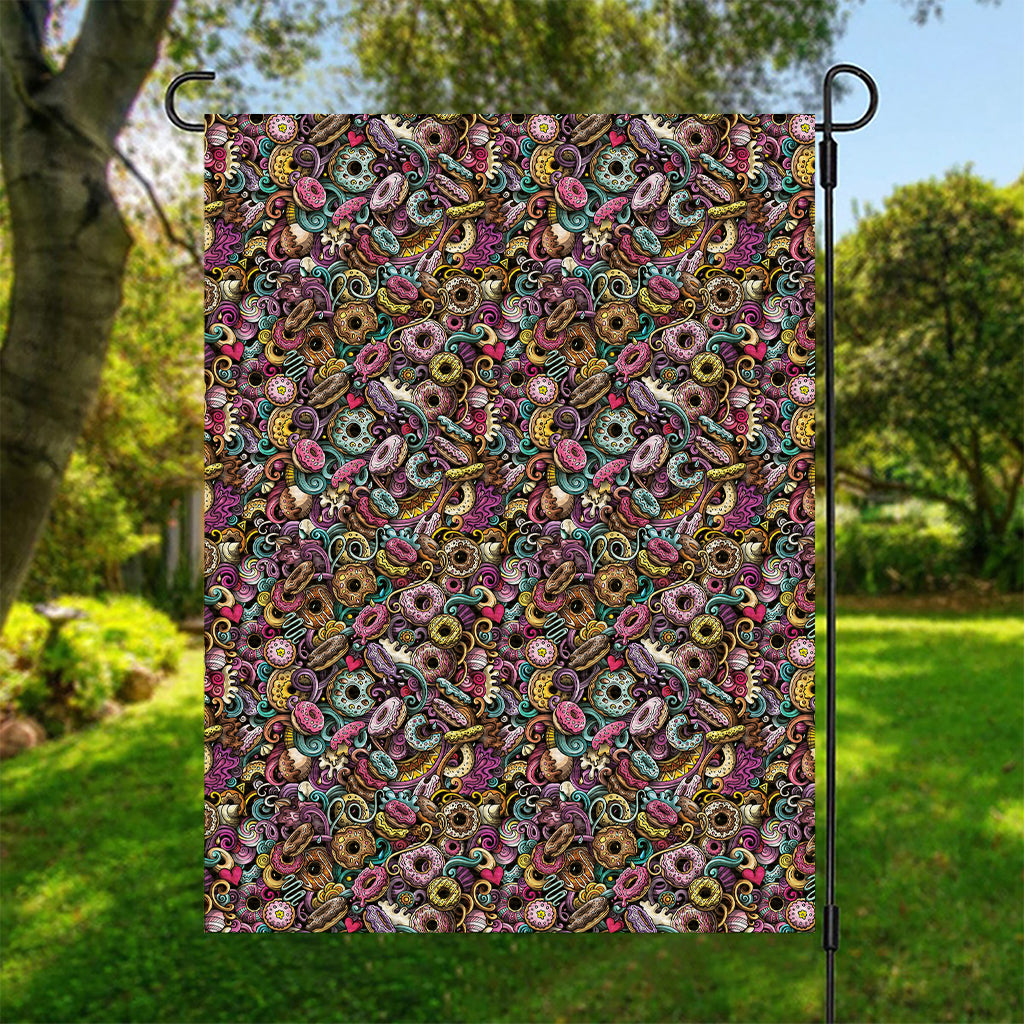 Graffiti Donut Pattern Print Garden Flag